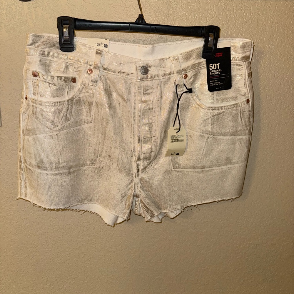 Levi's Off-White Denim Shorts